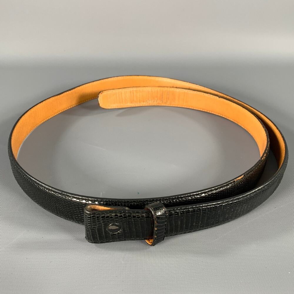 NO BRAND Size 44 Black Lizard Leather Belt